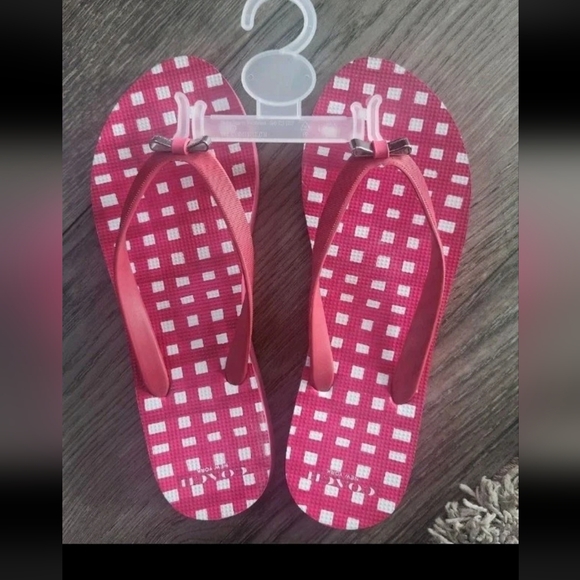 Coach Shoes - Coach Pink- White Flip Flop Sandals Size 9/10